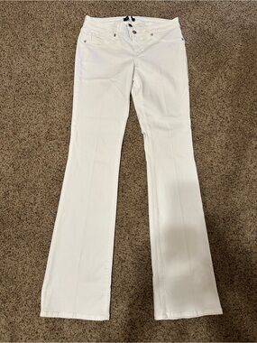 Bebe White low rise boot cut jean